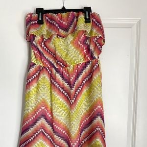 Strapless high low Chiffon Dress